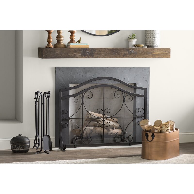 Store Large Crest Flat Guard Fireplace Screen (3A)